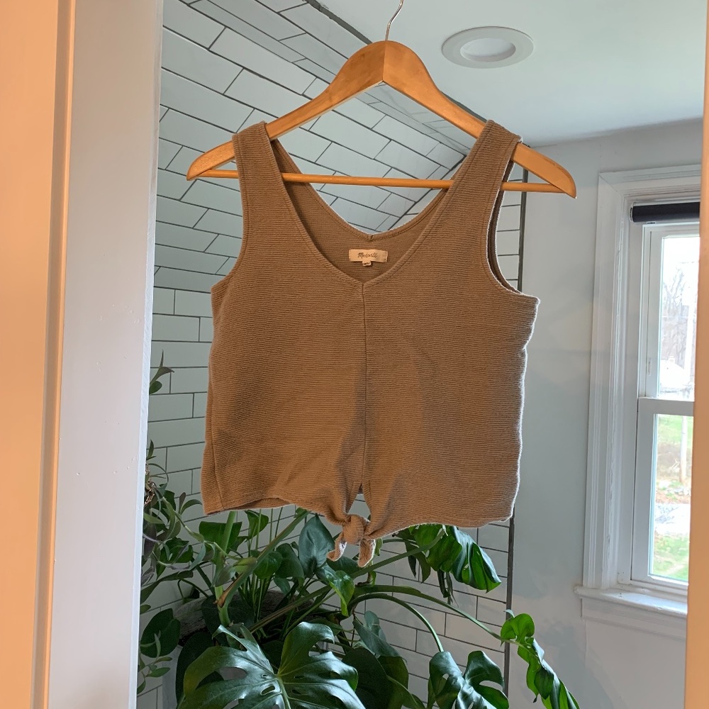 Madewell Ribbed Crop Top, Tie in front XS